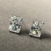 Rectangular cut transparent zircon earrings