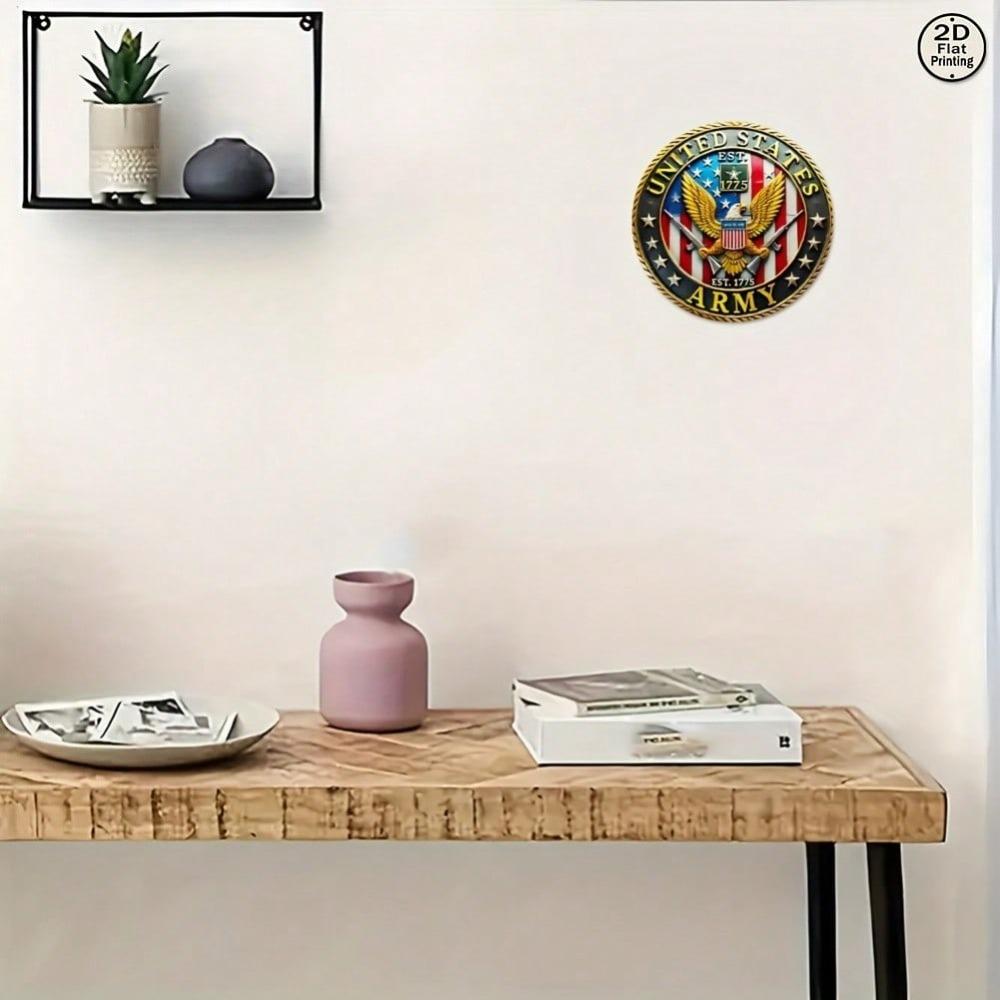 American Army Vintage 8 Inch Round Metal Sign Wall Decor Gift Home Cafe
