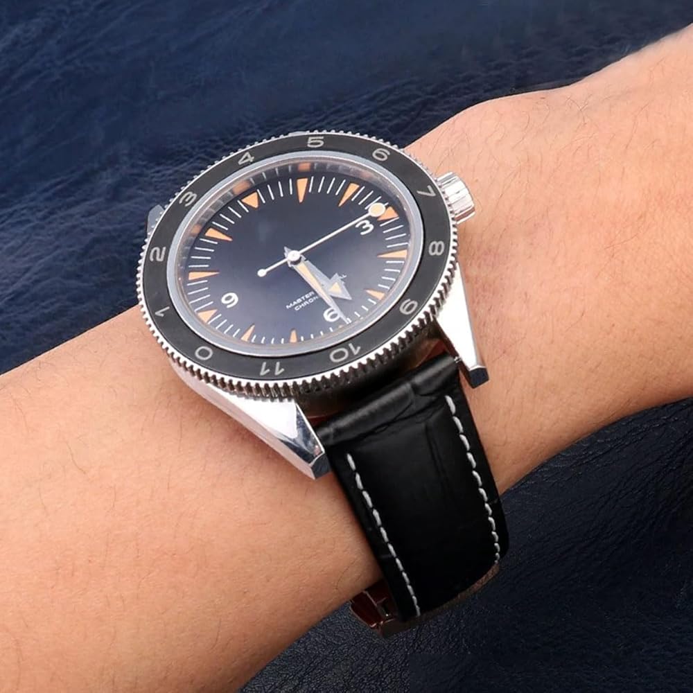[Nywing] Watch Band Omega Strap Omega 19mm 20mm 21mm 22mm D Buckle Genuine Leather Crocodile Patt...