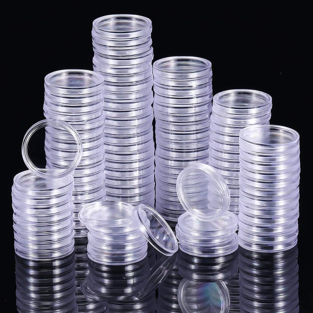 Storage Box Coin Container Thickened Plastic Convenient Round Round Coin 25 Mm Clear Container Case Holder High Quality