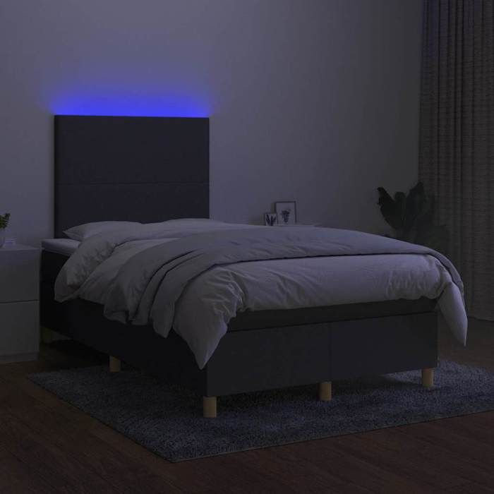 Maison Exclusive - Sommier à lattes de lit matelas LED gris foncé 120x190 cm tissu