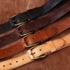 Retro Fashion Trend Versatile Copper Buckle Genuine Leather Belt Men'S First Layer Cowhide Old Pleated Jeans Belt Men'S