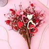 10 Pcs Valentine'S Day Picks 16 Inch Heart Shaped Berry Stems Flowers Valentine'S Day Artificial Red Berry Flowers Artificial Be