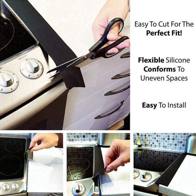 1/2Pcs Kitchen Silicone Stove Counter Gap Cover Heat Resistant Mat Oil Dust Water Seal Easy Clean Spills Between Counter