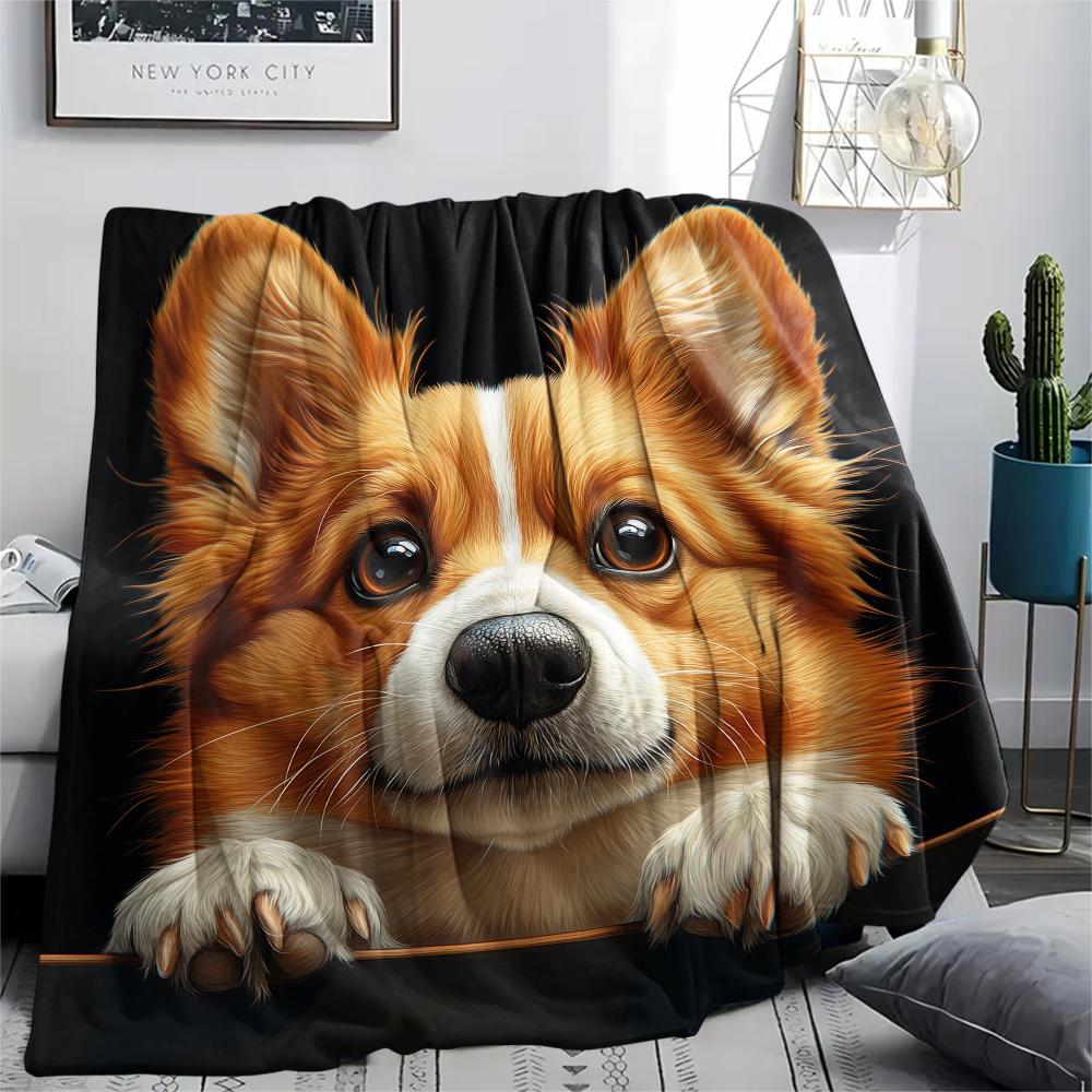 Cute Corgi,pattern Flannel Blanket, High Quality Comfortable for All Seasons, Home Decor, Warmth and Comfort, Perfect for Gifts.