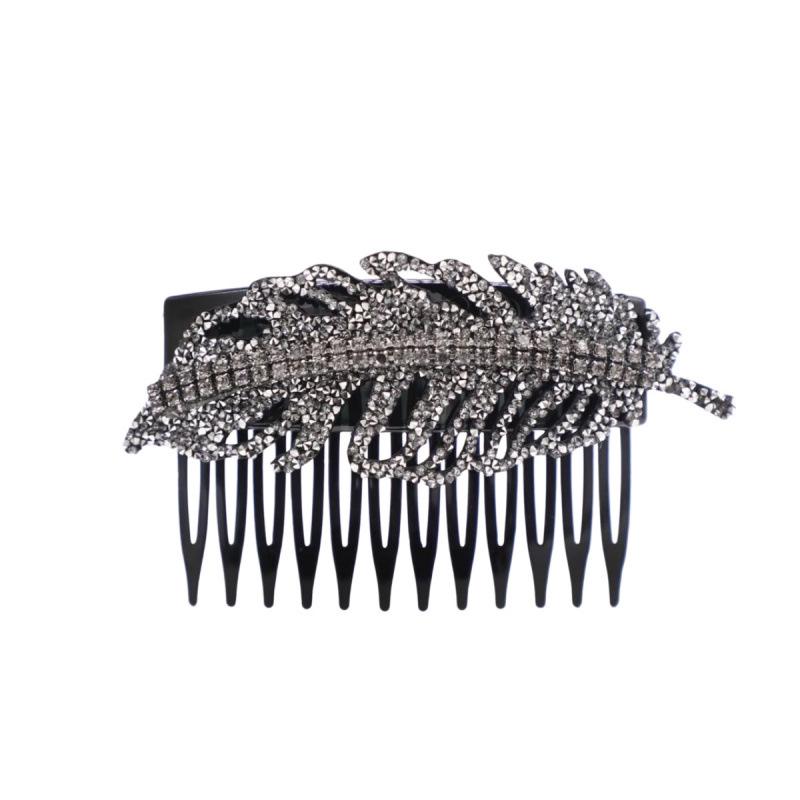 Elegant Korean Rhinestone Leaf Hair Comb – Versatile Crystal Accessory for Women серый