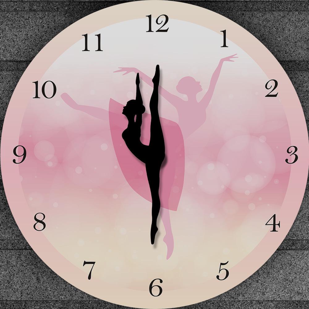 12 inch Modern Simple Ballet Dancer Wall Clock Girl Princess Pink Wall Clock Home Living Room Decorative Girl Bedroom Decor
