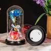 Love glass cover gold leaf flower ornament, Christmas and Valentine's Day creative gift, luminous simulated rose bouquet