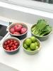 Vegetable Basin Plastic Double-Layer Drain Basket Leaky Basin Rice Vegetable Blue Vegetable Basin Household Kitchen Fruit Plate