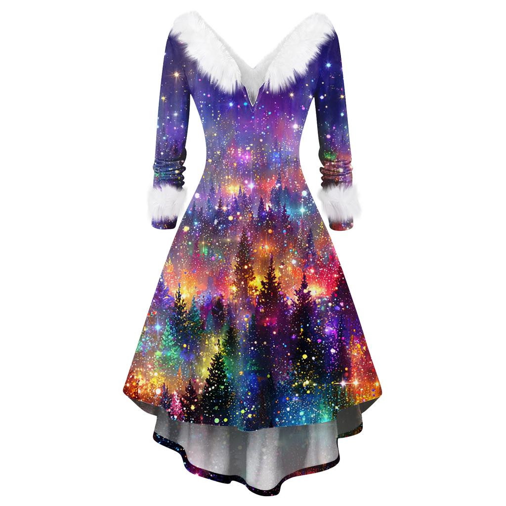 Vestido de Fiesta de Navidad para Mujer, Moderno, Casual, Ajustado, con Estampado Navideño y Manga Larga