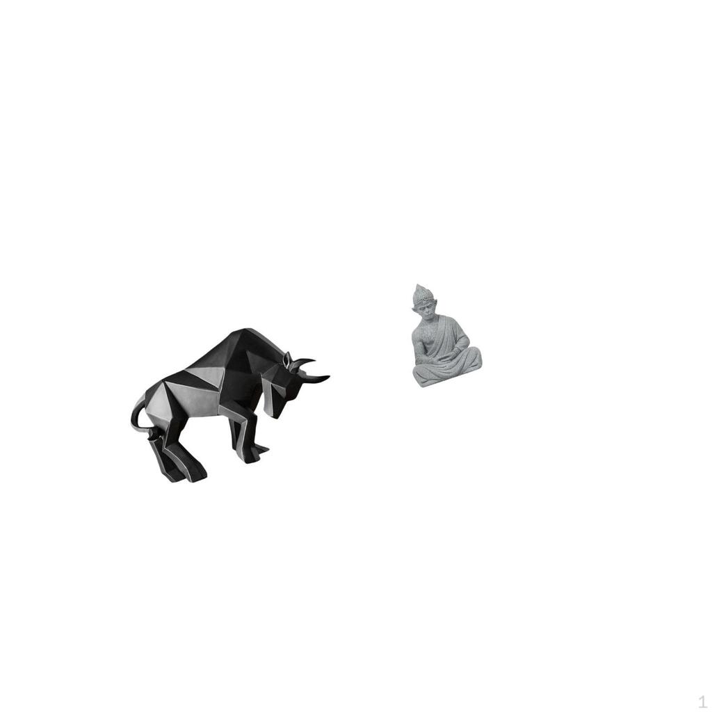 Bull Statue Ornament Lovely Collectible Modern Resin Sculpture Abstract Figurine for Entryway