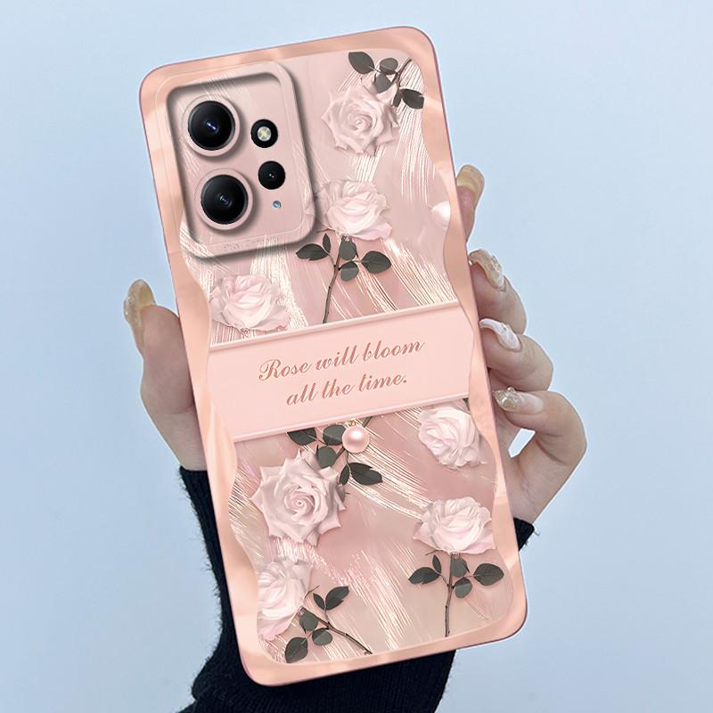 For Xiaomi Redmi Note 12 4G Phone Case Simplicity Butterflies Floral Soft Liquid Silicone Back Shell For Redmi Note12 4G Covers