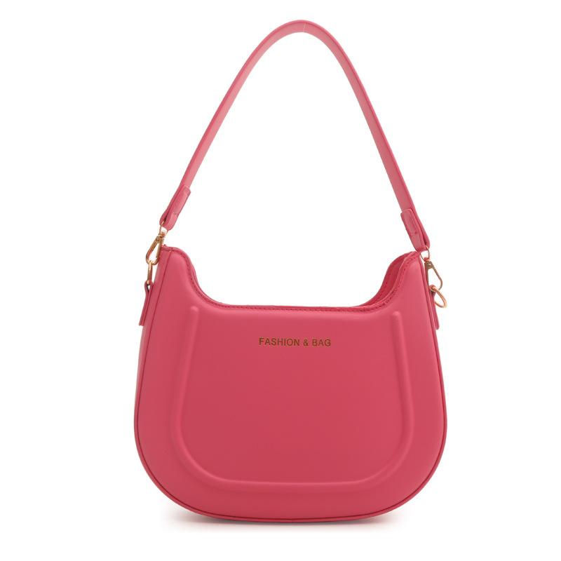 

Жіноча літня сумочка з текстурованою черепашкою 2024, нова однотонна приміська сумка під пахвами, іноземна ретро-сумка через плече троянди рожеві кольору