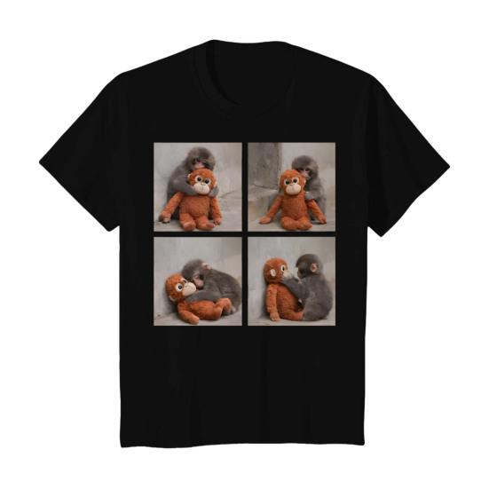 

Monkey Team Punch T-Shirt Round Neck Short Sleeve T-Shirt Loose Fit Cute Macaque And Orangutan Summer Tee for Men Teens Street Wear S D