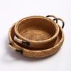 Handwoven Rattan Fruit Bowl Tray - Natural Woven Snack & Bread Serving Basket, Boho Style Tabletop Centerpiece for Kitchen