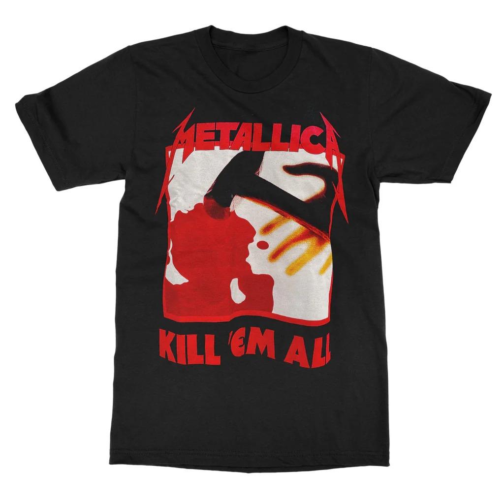 Metallica Kill Em All Tracks Men's T-Shirt Short Sleeve Cotton Tee Vintage Hip Hop Band Oversize Tops Brand T-shirt Men Clothing