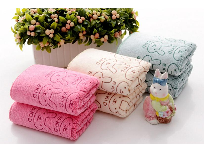Super Soft & Absorbent 25x50cm Children's Microfiber Towel with Rabbit Cartoon Print