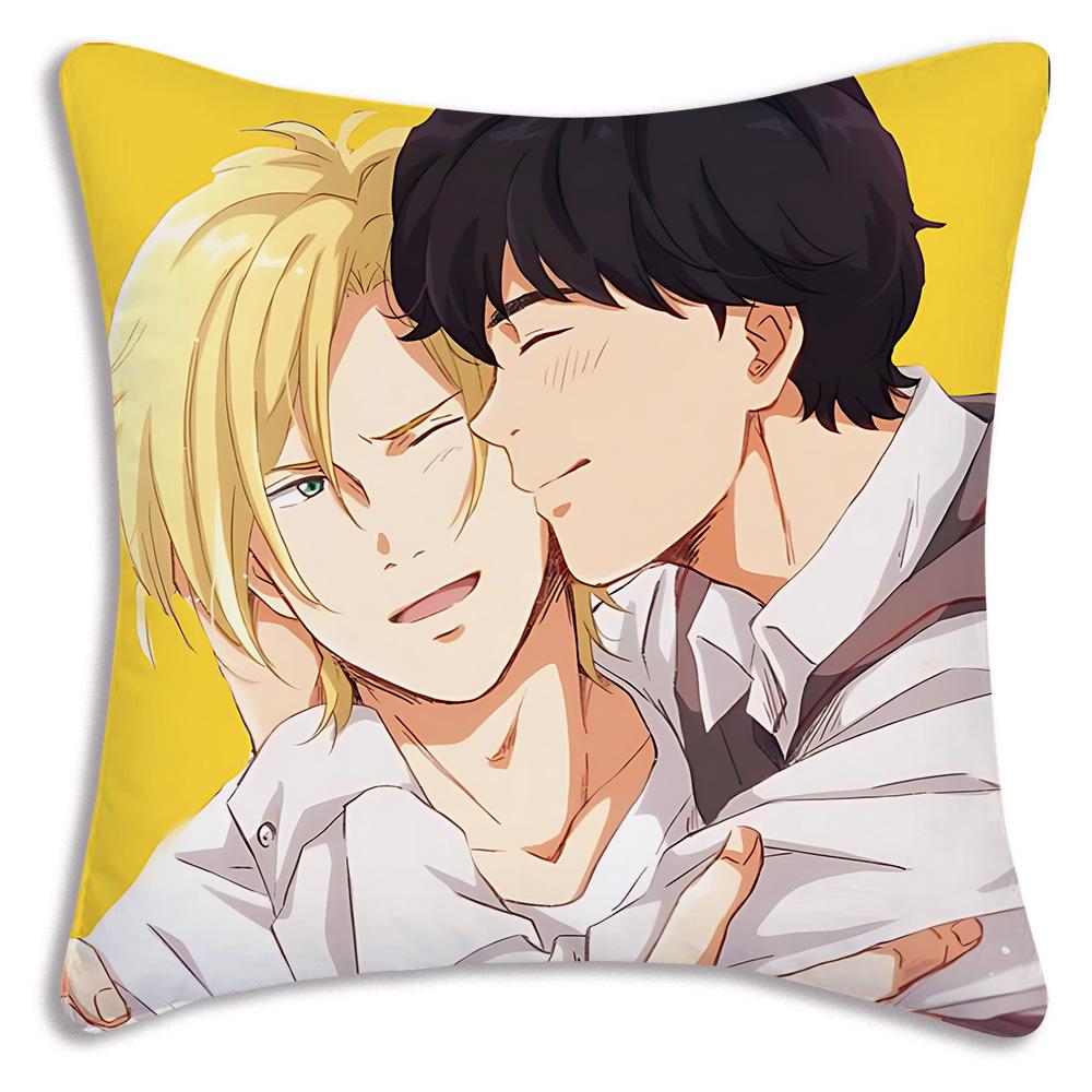 Anime Bananas F-Fish Pillow Covers Cartoon Sofa Decorative Home Double-sided Printing Short Plush Cute Cushion Cover