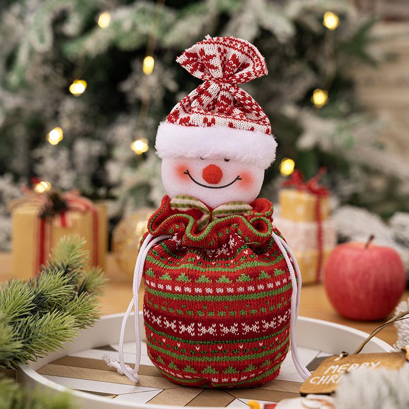 Haobei Knitted Christmas Gift Bags – Santa & Snowman Apple Holders