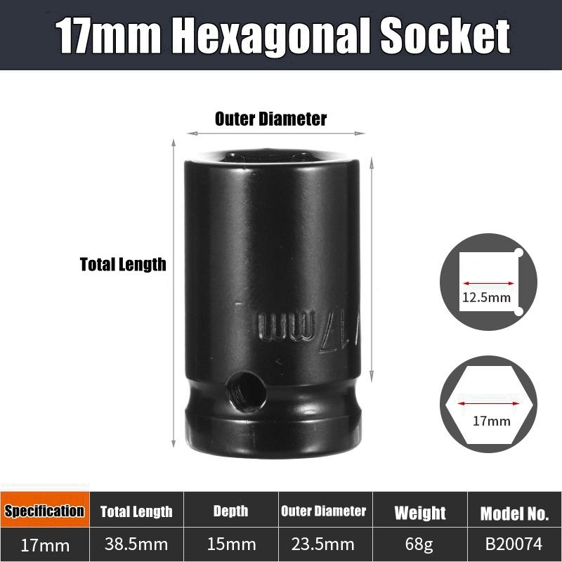 1/2" Drive Deep Impact Socket Set Drive Metric Wrench Black Socket Deep Impact Socket Pneumatic Wrench Head Tire Removal Tools