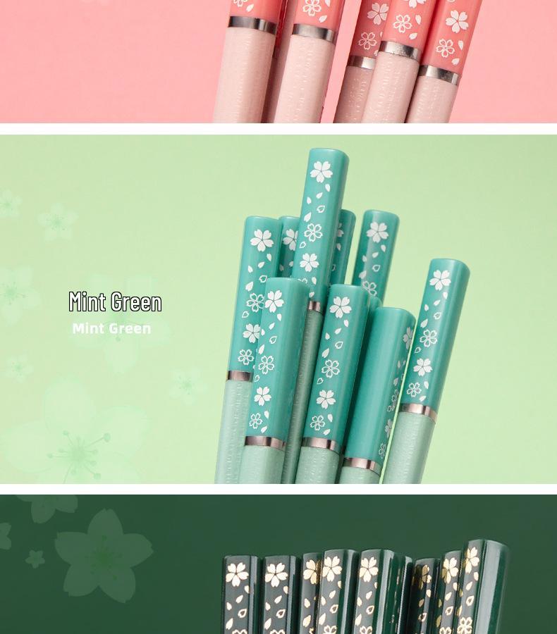 Nordic-Style Non-Slip Alloy Chopsticks - Japanese-Style Tableware for Home Kitchen (E18)
