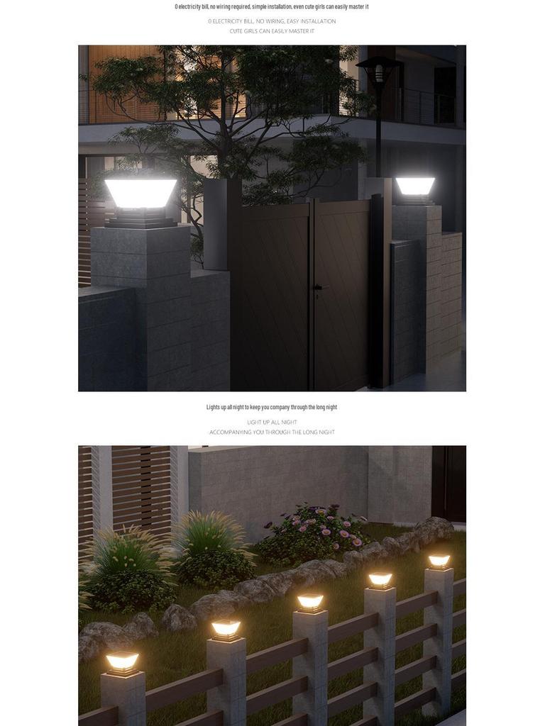 Luzes Solares Modernas para Poste de Jardim - Lâmpadas de Pilar Externas à Prova de Chuva para Vila, Cerca, Pátio ou Entradas de Portão