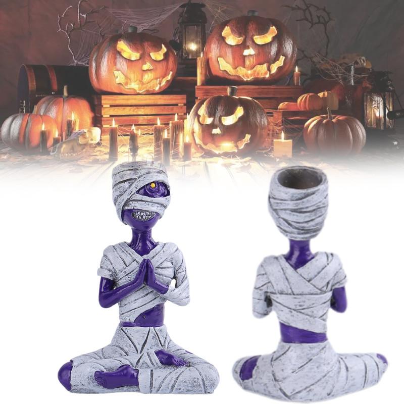 Halloween Lila Mumie Tischdekoration Mit Einzigartigem Harz-Skelett-Design Für Festliche Eleganz