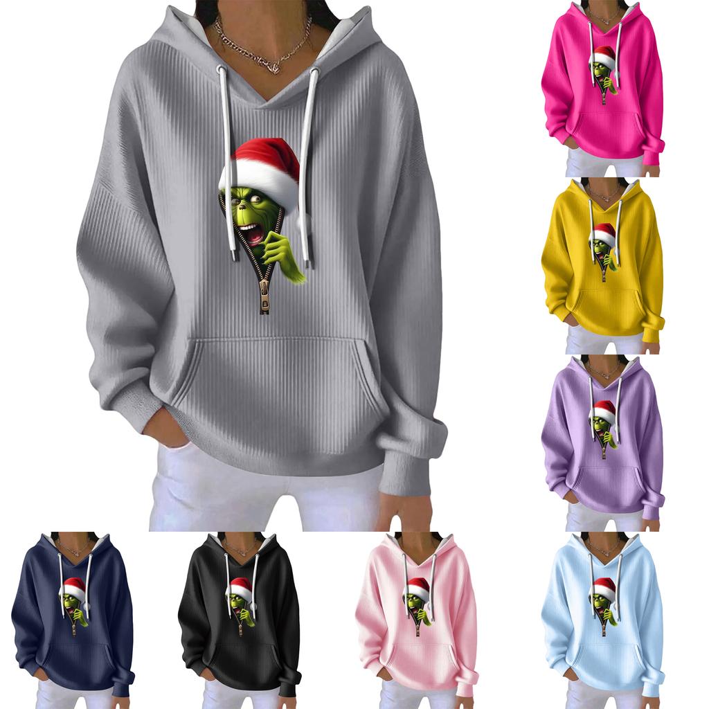 Women's Fashion Casual Christmas Angel Print Pullover Long-Sleeve Sweatshirt