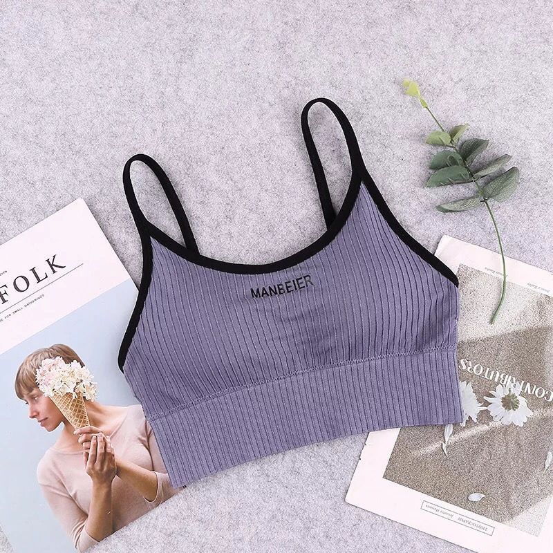 

Threaded Lettering Backless Bra Bandeau Sports Bra Student-style Wireless Bra Undershirt Women s Lingerie One size fits all фіолетовий