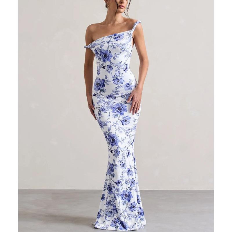 2025 Summer Sexy Halter Leopard Printed Suspender Dress New Fashion Elegant Sleeveless Bodycon Slim Long Party Dresses Women Clothing