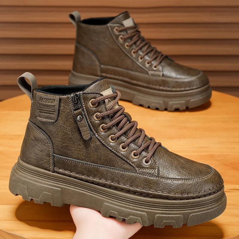 Men's Leather Boots Autumn New Martin Boots Retro Men's Shoes Work High-top Leather Shoes Non-slip Tooling Shoes Casual Short Boots