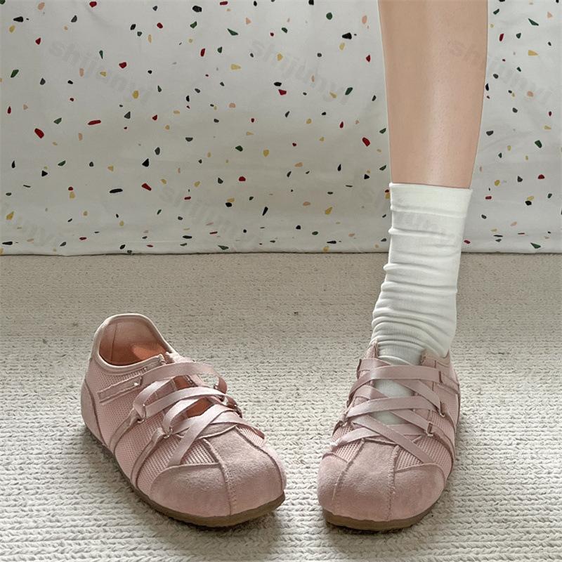 Damen Ballerinas 2026 Sommer Herbst Leder Elegant Mode Atmungsaktiv Runde Spitze Mary Jane Schuhe Outdoor Freizeitschuhe