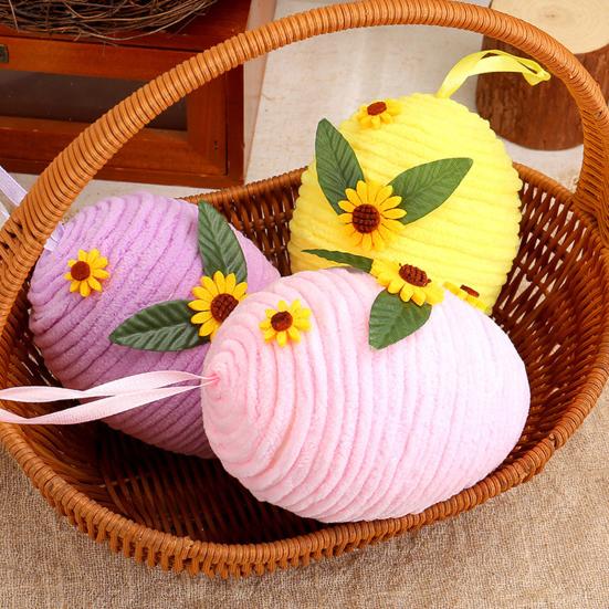 Yousheng Easter Egg Hanging Ornament DIY Crochet Easter Egg with Sunflower for Easter Basket Stuffer Holiday Party Tree Decor