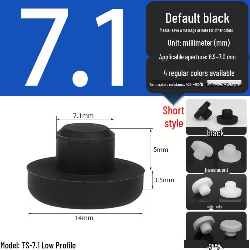 Black High-Temperature Resistant T-Shaped Silicone Stopper - Round Hole Rubber Gasket & Shock-Absorbing Blind Plug