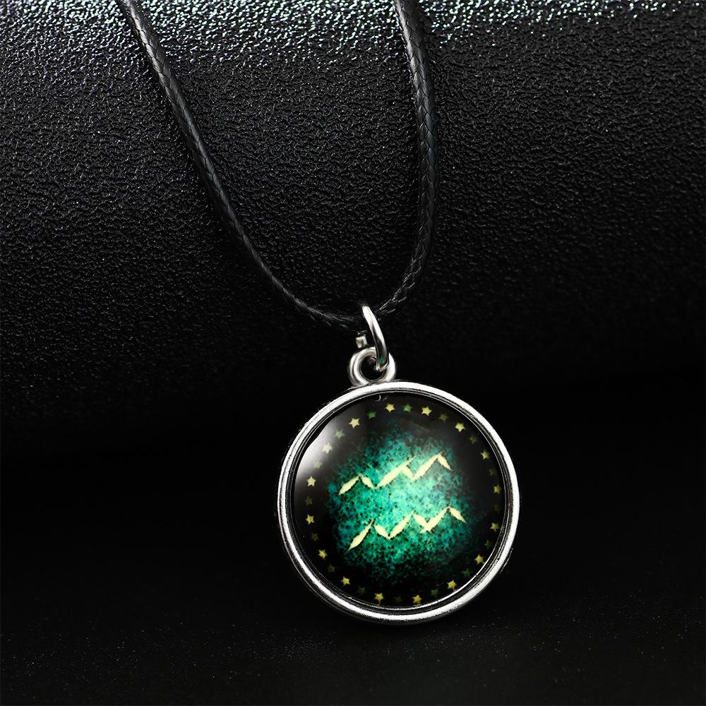 Twelve Constellations Luminous Glass Pendant Necklace - Personalized Fluorescent Student Jewelry