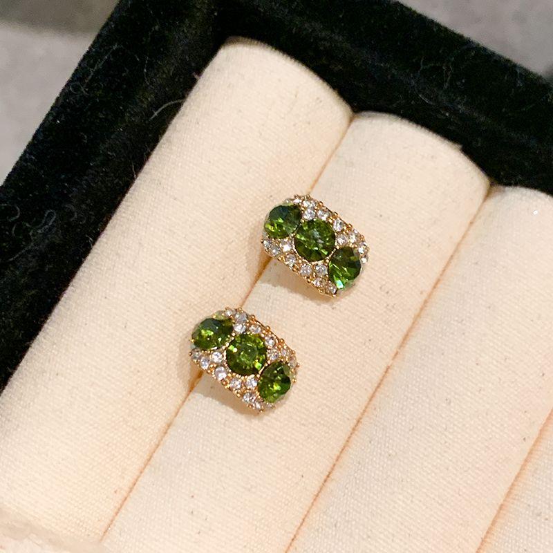 

Accessible Luxury Emerald Stud Earrings Best Selling Fancy Female Zircon [Emerald] tipsy bright earrings-s925 Silver Needle