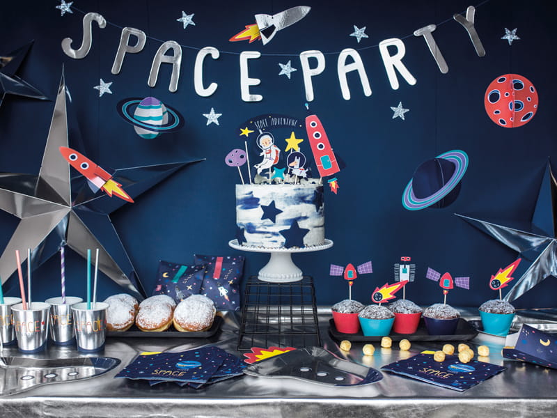 Partydeco Talerzyki Papierowe Kosmos Rakieta 21,5X29,5 Cm / 6 Szt