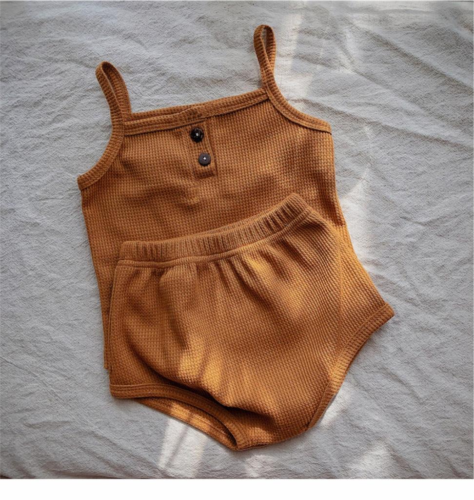 New Kids Girls Summer Suit Clothes Girls Baby Vest Camisole + Triangle Shorts 2Pcs Set Boys Fashion Trend 12M-18M-24M