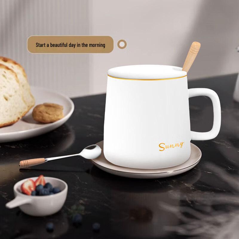 Ceramic Coffee Mug with Lid and Spoon