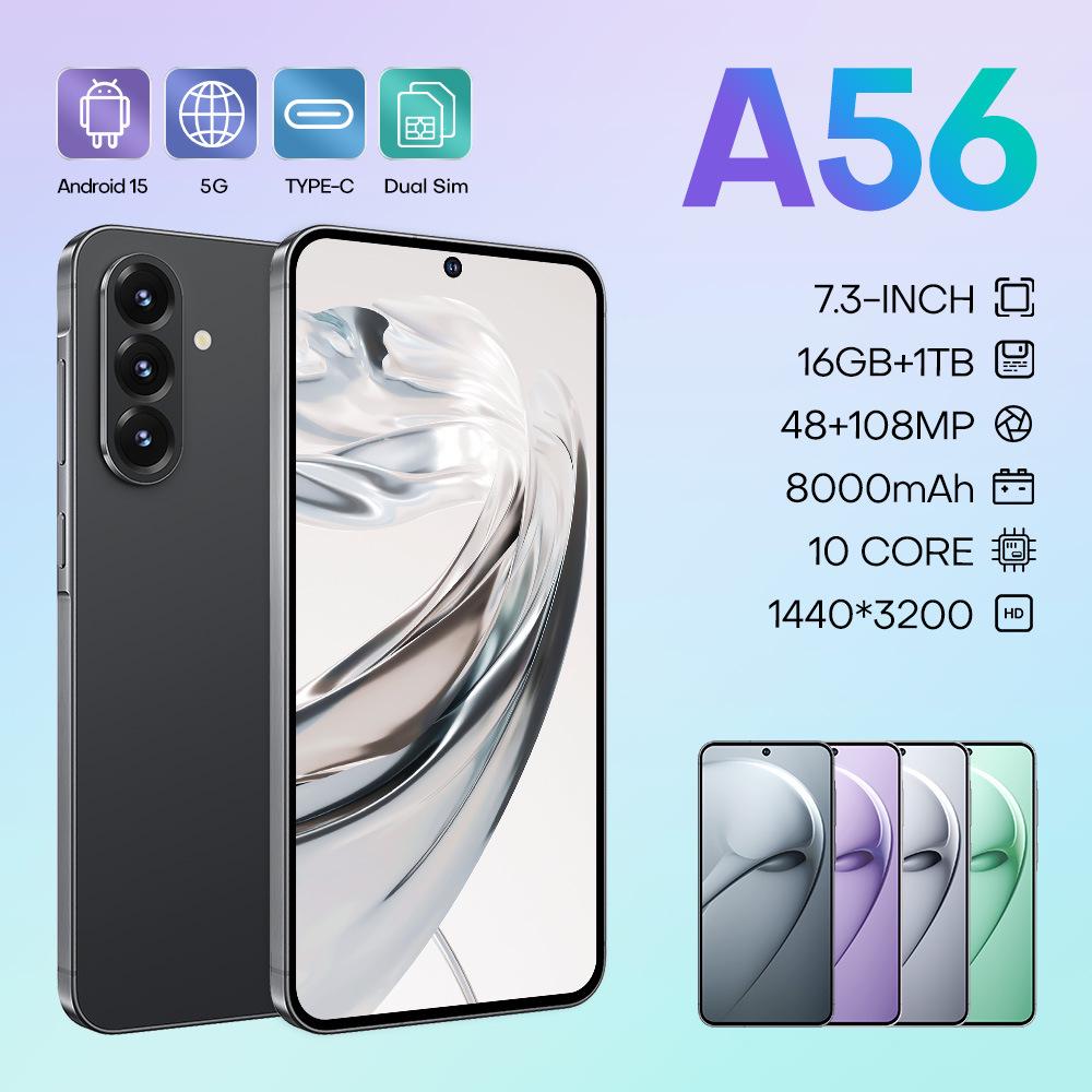A56 Android 7.3" HD Large Screen 5G Smartphone - 16+1TB