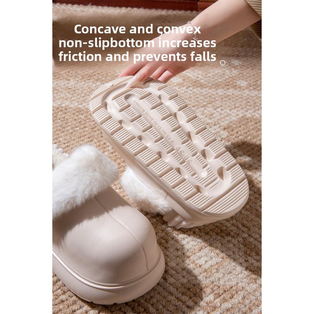 Thick Soled, Height Increasing, Removable and Washable Cotton Slippers for Women In Autumn and Winter, Velvet Waterproof Cotton Shoes for Women