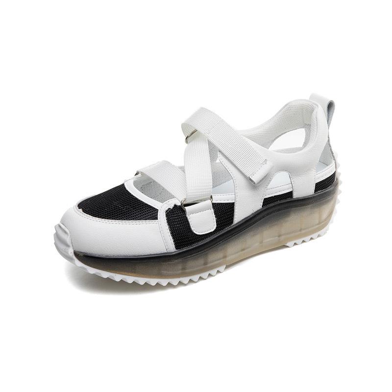 

Hollow shoes women s summer tide new muffin jelly heightened thick-soled breathable little white bag head sports sandals 34 чорний