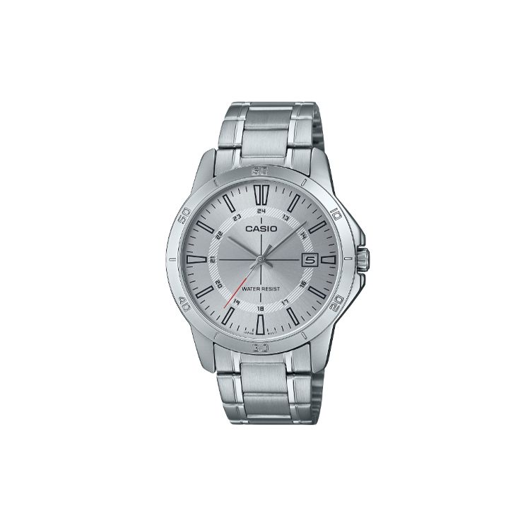 

Casio 30m Waterproof Quartz Movement Stainless Steel Watch Men watches Silver MTP-V004D-7C Silver Dial