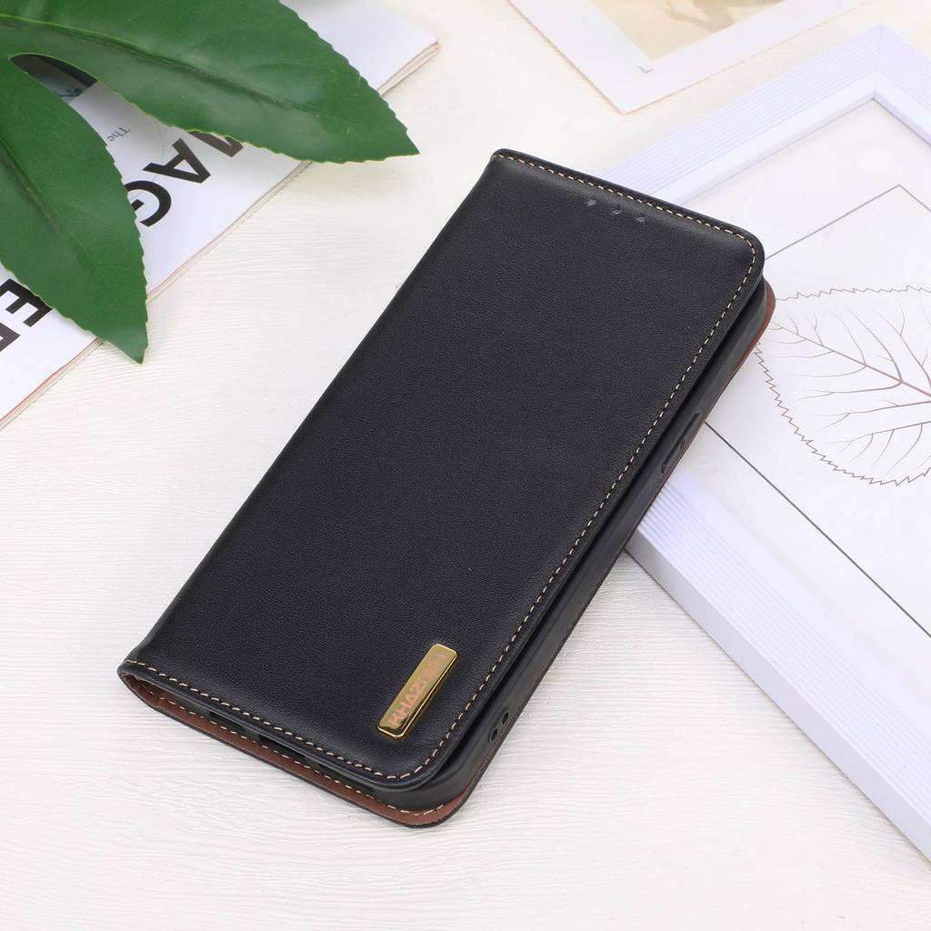 KHAZNEH For Xiaomi Redmi K70E 5G/Poco X6 Pro 5G Cell Phone Case Genuine Cow Leather RFID Blocking Shell