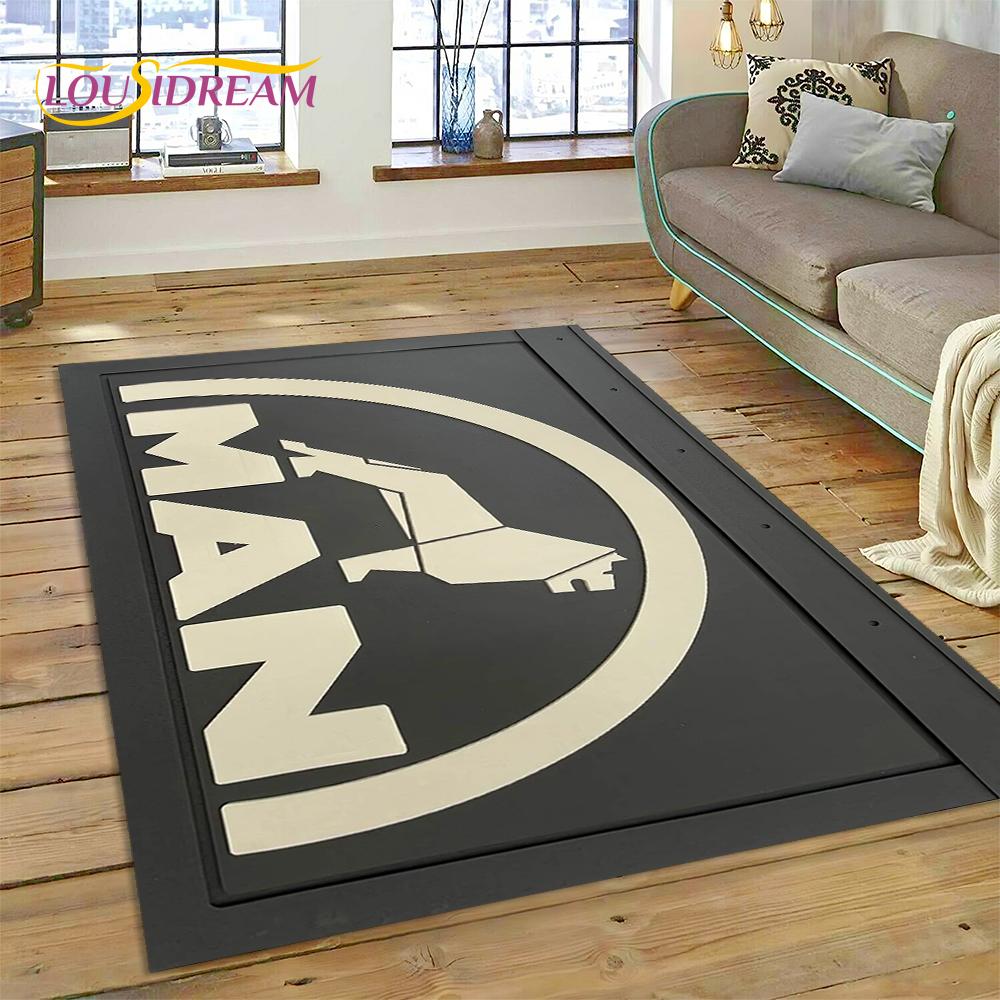Tappeto con stampa 3D con logo di camion Man per soggiorno, camera da letto, arredamento per la casa, tappetino antiscivolo, decorazione per divano, zerbino, regalo per bambini