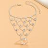 Vintage Rhinestone Inlaid Finger Ring Bracelet Luxury Elegant Hand Chain  Wedding Party
