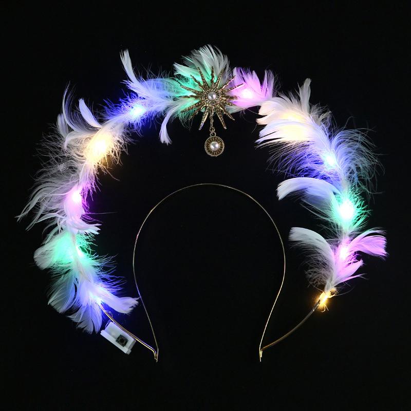 1 Set White Wings Feather Lolita Goddess Halloween Christmas Costume Accessory For Women And Girls Party Dress Up Angel Headband