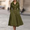 Women Casual Turn Down Collar Long Sleeve Dress