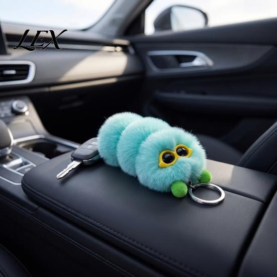 Sunglasses Caterpillar Keyring Plush Keychain, Stuffed Pendant for Decorative Backpack Ornament Bags & Car Keys, Purse Accessory