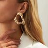 IngeSight.Z Exaggerated Geometric Gold Color Hollow Stud Earring Women New Trendy Irregular Metal Fold Piercing Ear Jewelry Gift